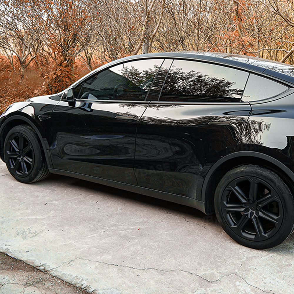 Tesla Model Y 19 Inch Wheel Covers - Full Wrapped ABS Hub Caps (Matte Black, 4PCS) for Enhanced Style & Protection - Perfect for Daily Commuting & Road Trips