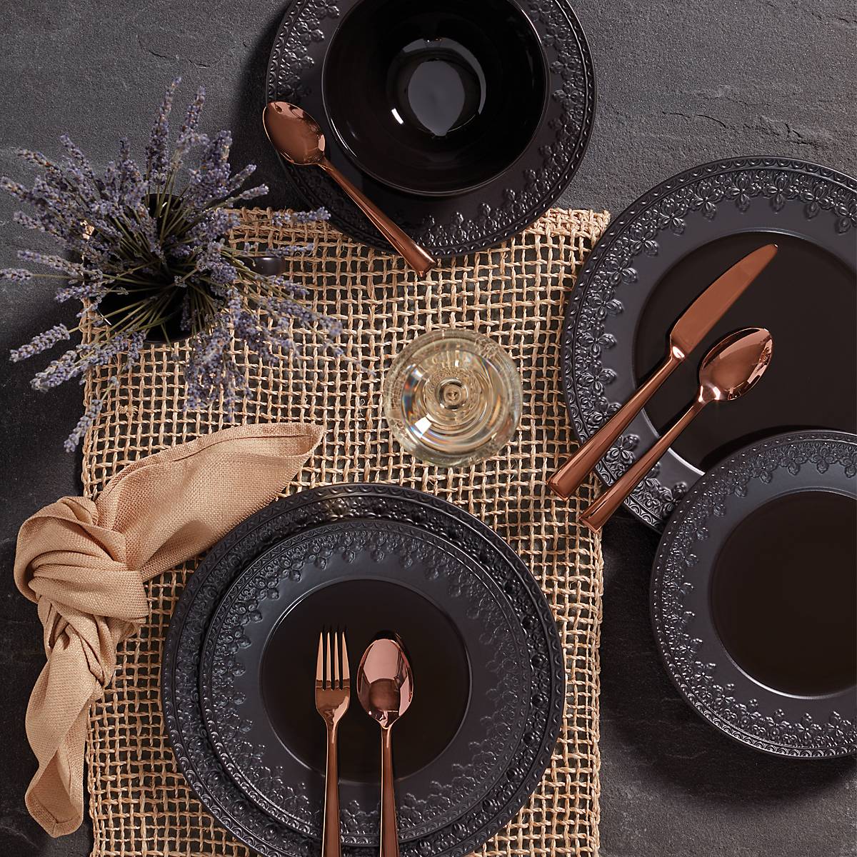 Chelse Muse Fleur Black All-Purpose Bowls Set of 4 - Perfect for Serving Salads, Snacks, and Desserts at Parties and Family Dinners