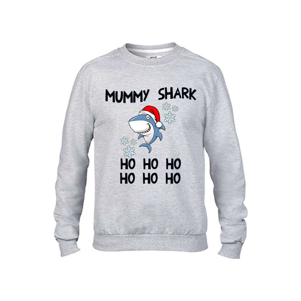 Christmas Shark Family Matching Grey Sweaters - Fun Holiday Outfits for Family Photos & Festive Gatherings