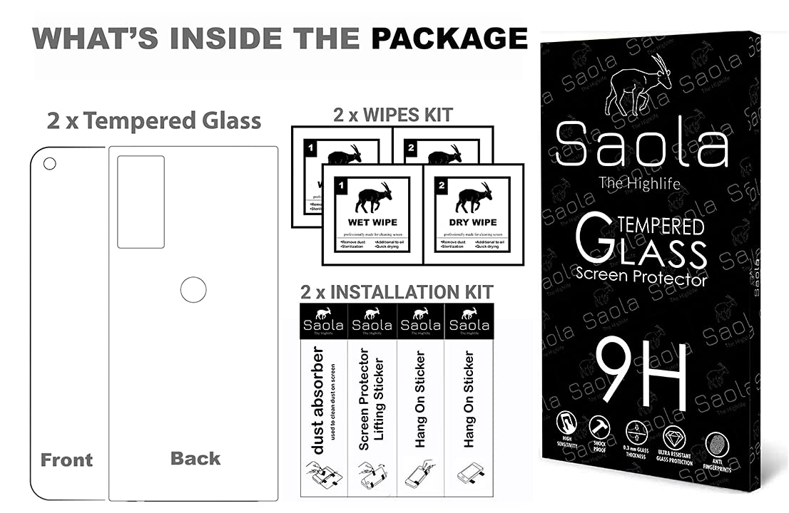 Premium HD+ Front & Back Screen Protector for iPhone 13 - Shatterproof Tempered Glass Front & Flexible TPU Back Cover - Includes 1-Minute Installation Kit & Cleaning Wipes - Perfect for Everyday Use, Travel & Outdoor Activities