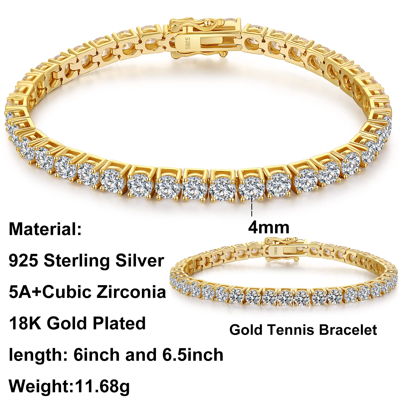 Elegant Rhodium Plated 925 Sterling Silver Cubic Zirconia Tennis Bracelet for Women | Sparkling Deluxe Jewelry Gift for Mom, Wife, Girlfriend | Perfect for Weddings, Anniversaries & Special Occasions