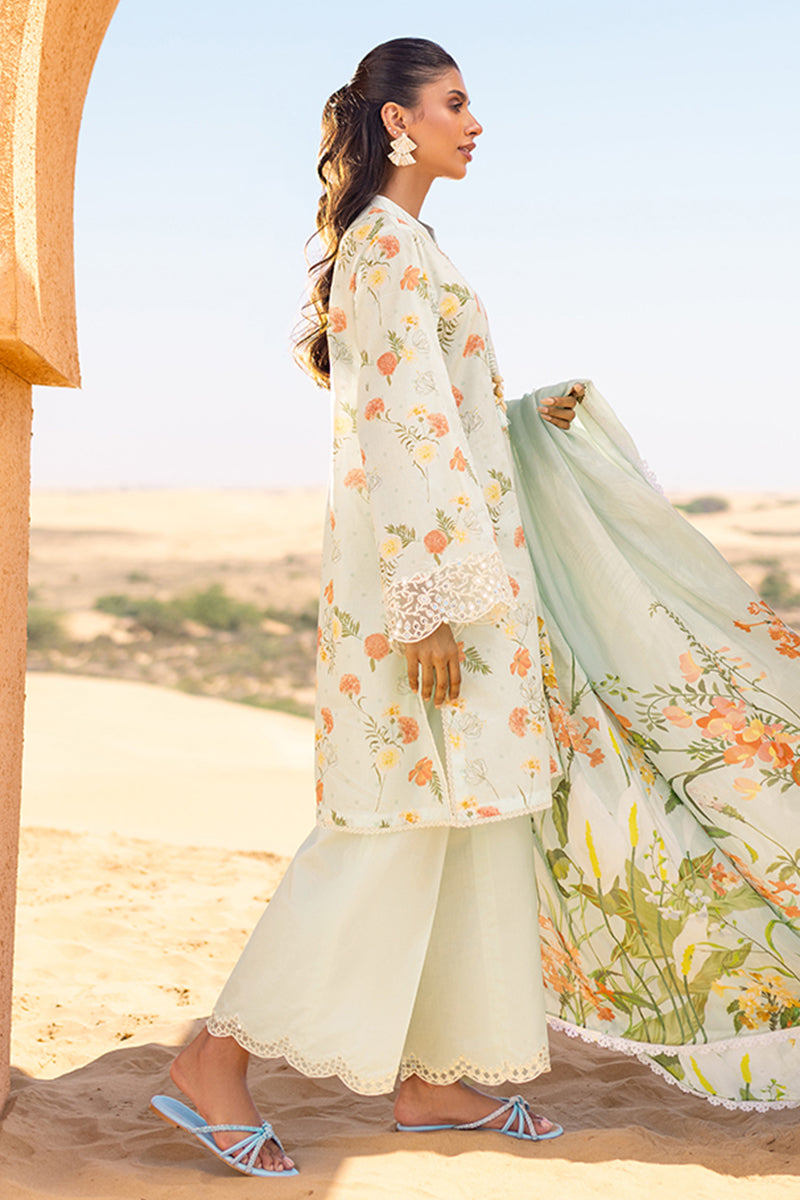 **AQUA GLAZE 3-Piece Printed Lawn Suit for Women - Lightweight & Breathable Summer Outfit - Perfect for Casual Wear, Parties & Festivals**
