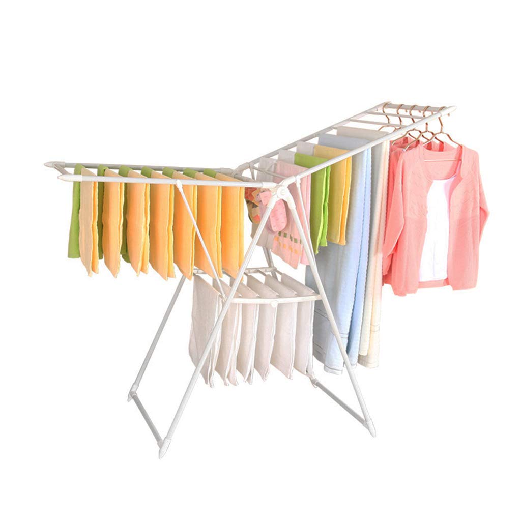 Stainless Steel Folding Drying Rack for Laundry - Indoor/Outdoor Floor Clothes Hanger with Wheels (White, 136x50x91cm) | Perfect for Apartments, Balcony & Small Spaces