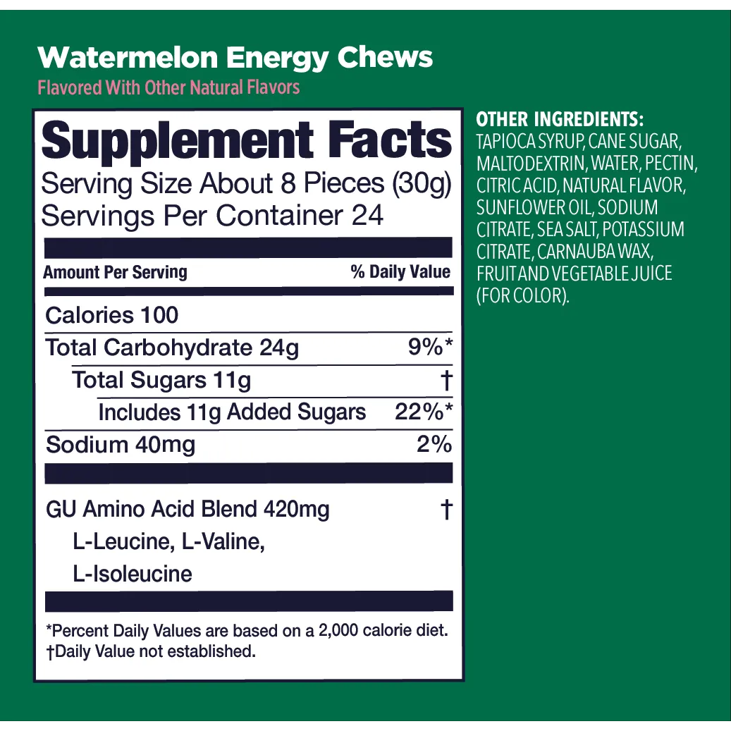 Gu Energy Chews - Natural Energy Gels for Runners, Cyclists & Athletes - Boost Endurance & Performance - Ideal for Marathon, Workout & Outdoor Activities