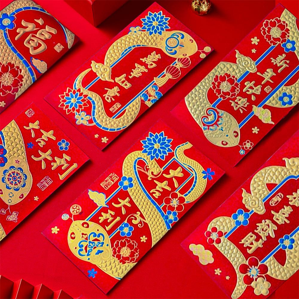 2025 Chinese New Year Red Envelopes - 36Pcs Lucky Money Packets (3.5