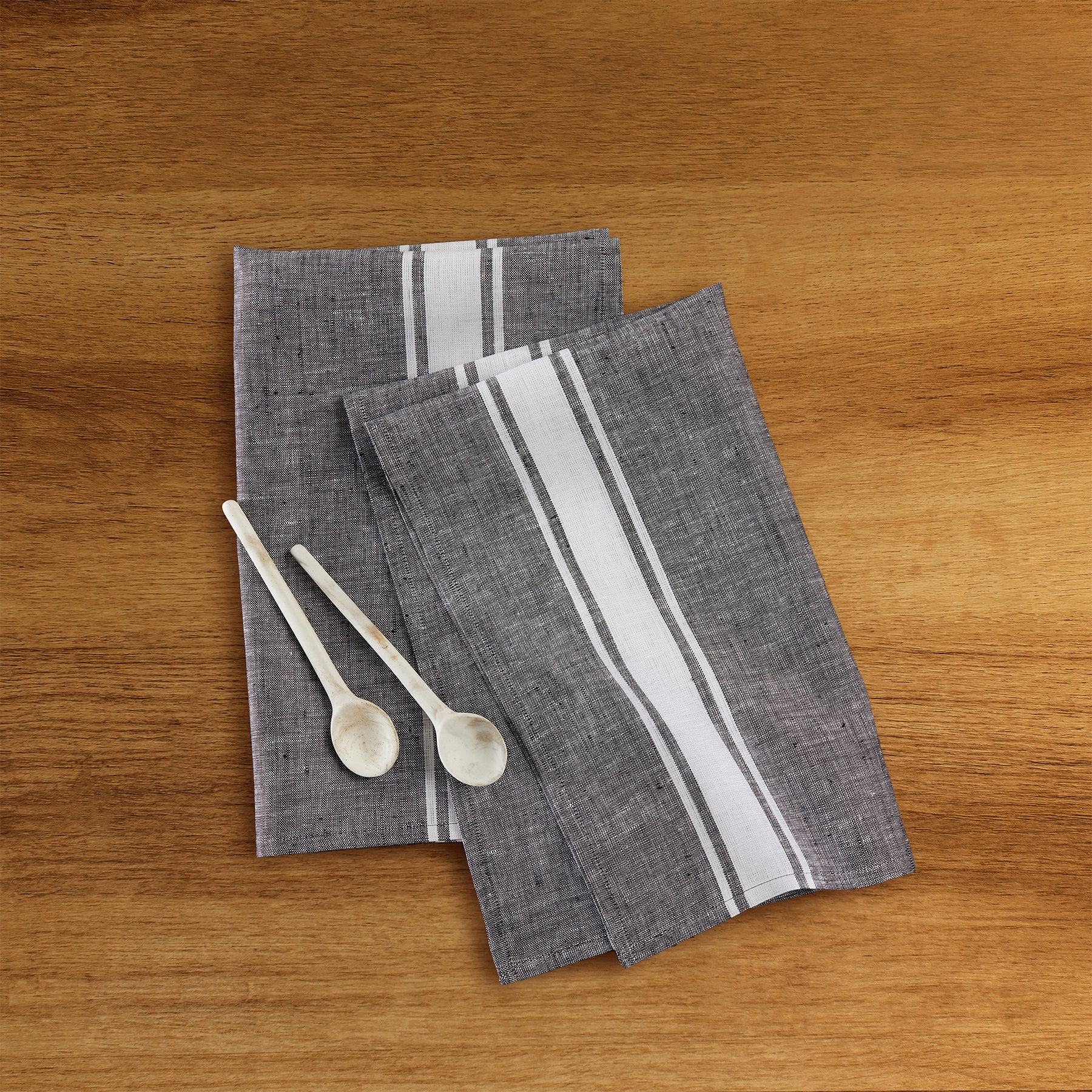 Farmhouse Stripe Kitchen Towels Set of 2 - Absorbent Cotton Dish Towels for Drying Dishes, Cleaning & Decor - Rustic Farmhouse Decor for Kitchen & Dining Room