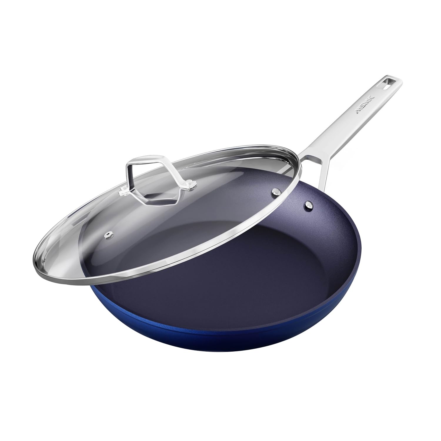 **MsMk Non-Stick Frying Pan Set with Lid - 12-Inch Blue Titanium & Diamond Coated Skillet - Durable, Even Heating, Easy Clean - Induction Compatible - Perfect for Sautéing, Frying & Cooking Healthy Meals**