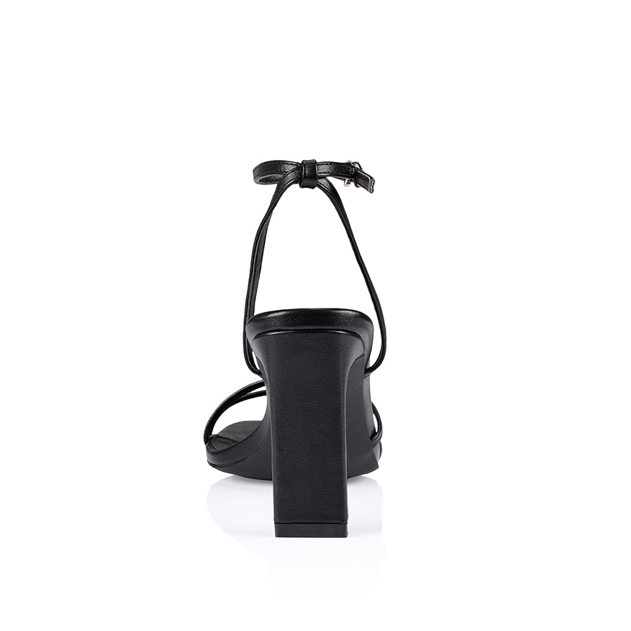 Kimmy Slim Strappy Heels - Black Smooth Leather High Heels for Women | Perfect for Evening Parties, Weddings & Date Nights