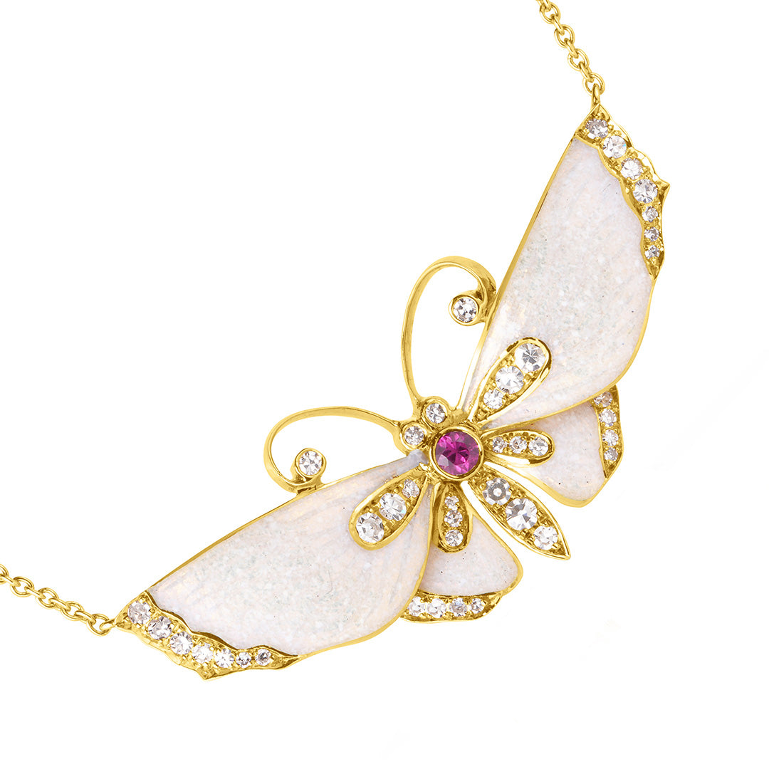 Exquisite Diamond & Sapphire Enamel Butterfly Pendant Necklace for Women | Elegant Jewelry Gift for Birthday, Anniversary & Valentine's Day | Perfect for Parties, Weddings & Special Occasions