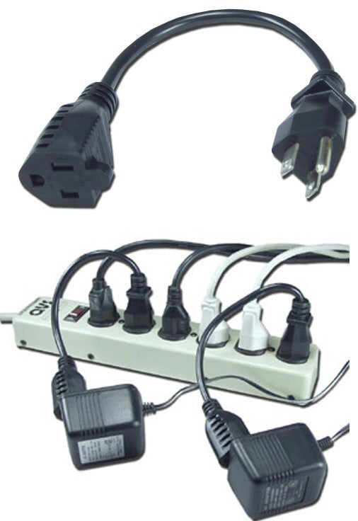 10 Inch Black AC Power Outlet Liberator - Space Saving Multi Plug Expander for Home, Office & Travel Use
