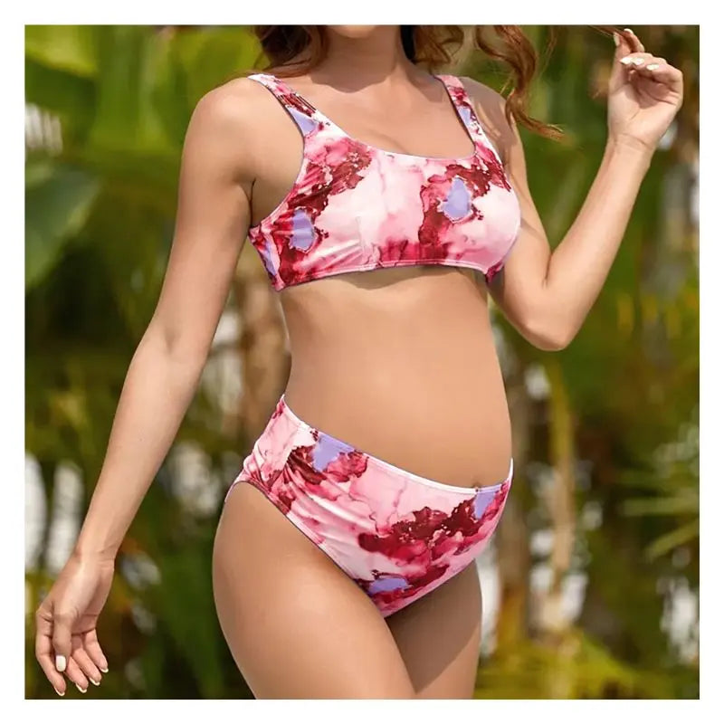 Tie Dye Maternity Swimwear - High Waist Push Up Bikini for Pregnant Women | Beach, Pool & Vacation Wear