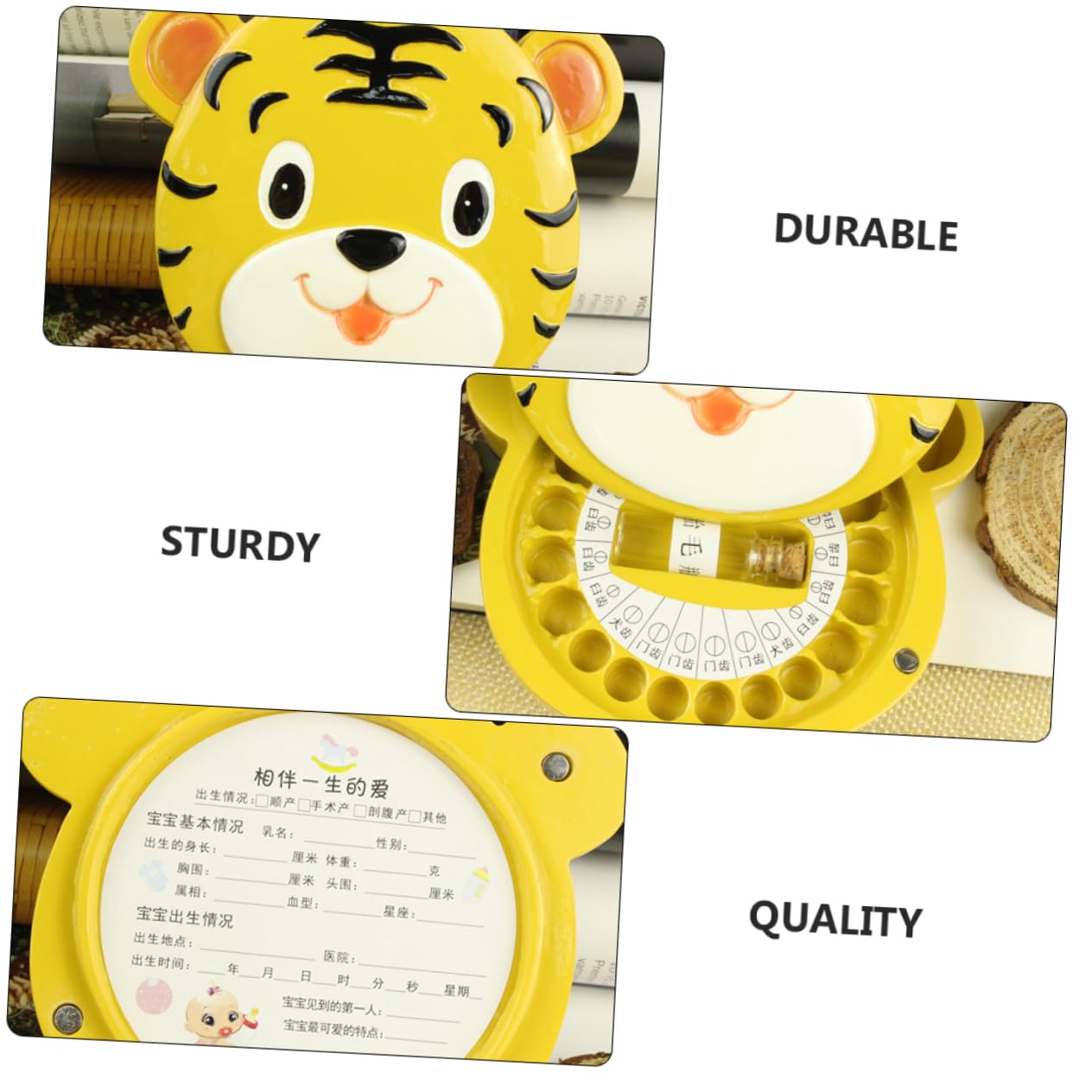 FAVOMOTO Adorable Baby Tooth Keepsake Box - Tiger Pattern Memory Box for First Lost Teeth, Baby Shower Gift & Milestone Keepsake (Perfect for Newborns, Toddlers & Childhood Memorabilia Storage)