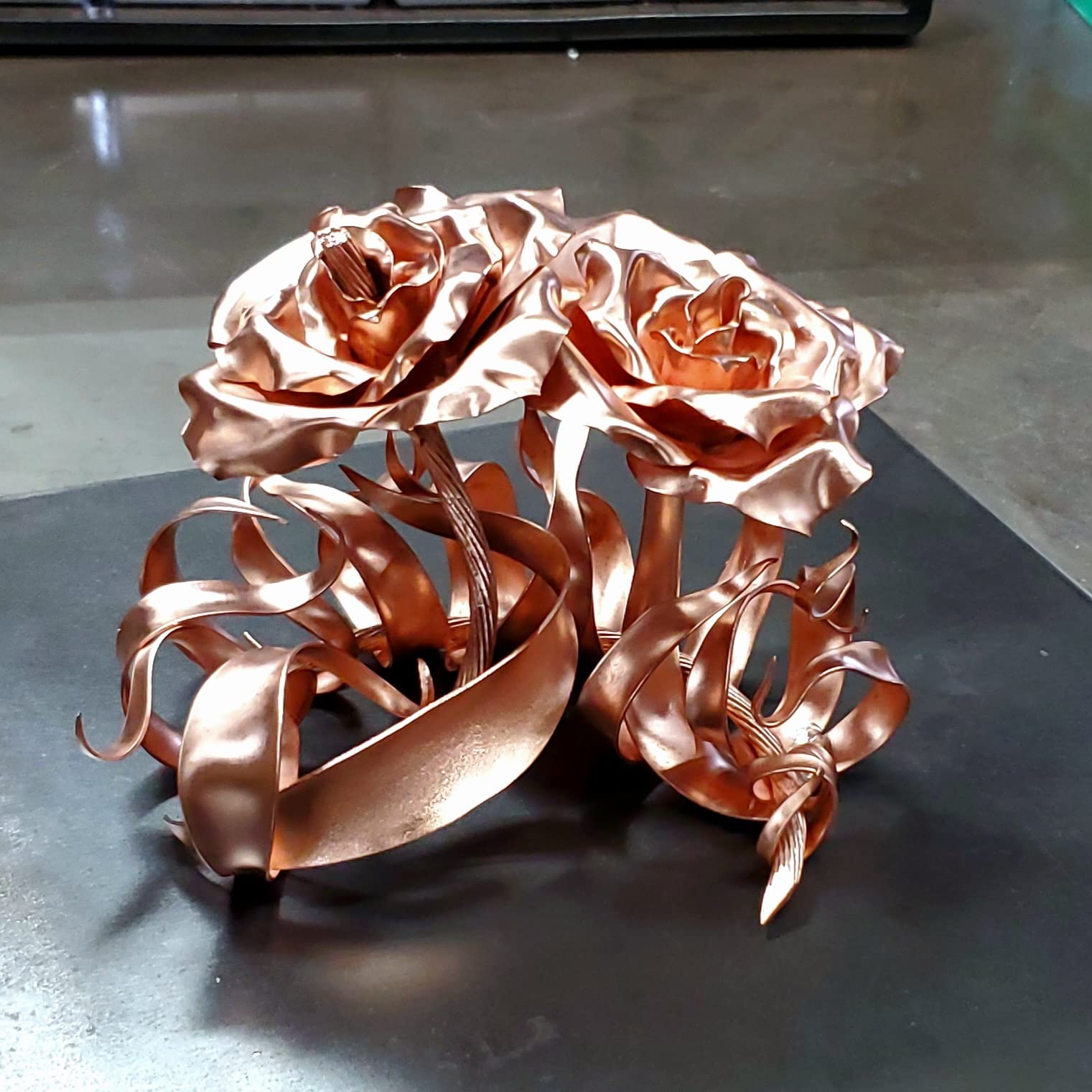 Eternal Copper Roses #1763 - Handmade Steampunk Industrial Home Decor for Valentine's Day, Mother's Day, Christmas, Anniversary, Wedding & Housewarming Gifts | Unique Copper Floral Arrangement for Table Centerpiece, Shelf Display & Romantic Decorations