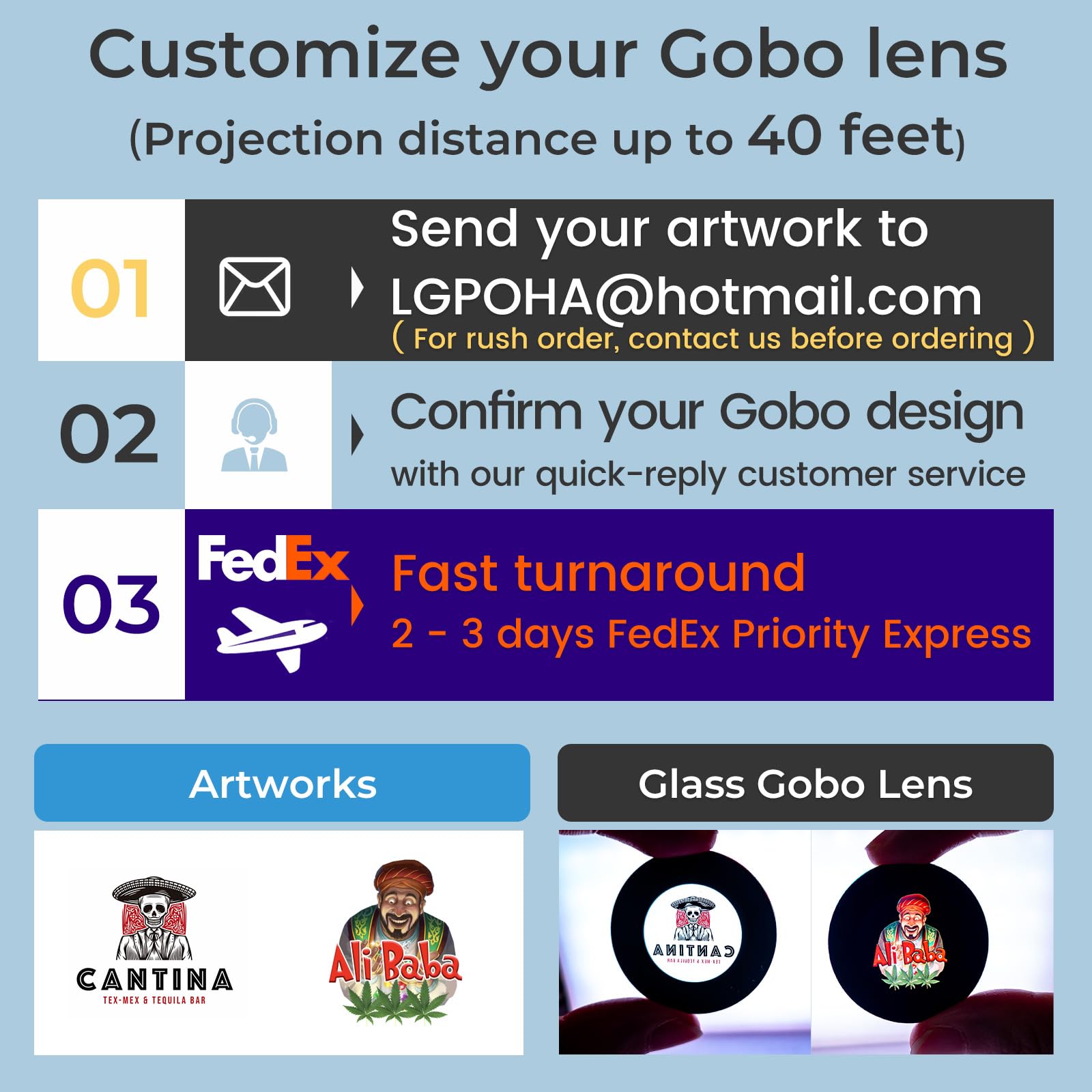 30W HD LED GOBO Projector with Dual Cooling System - Business Logo & DJ Effect Light with Free Glass Lens & Remote Control - Indoor Rotational Projector for Events, Clubs, and Advertising Displays