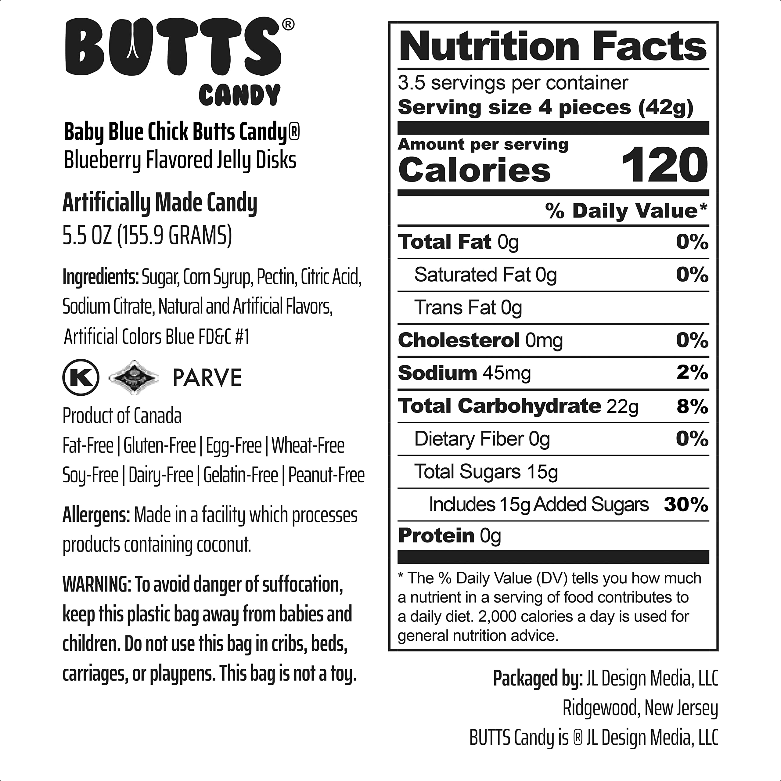 Blueberry Flavored Gummy Chick Butts Candy - Fun & Unique Easter Basket Stuffers, Birthday Gag Gifts for Kids, Boys & Girls (5.5oz) - Perfect for Easter Celebrations, Party Favors & Prank Gifts