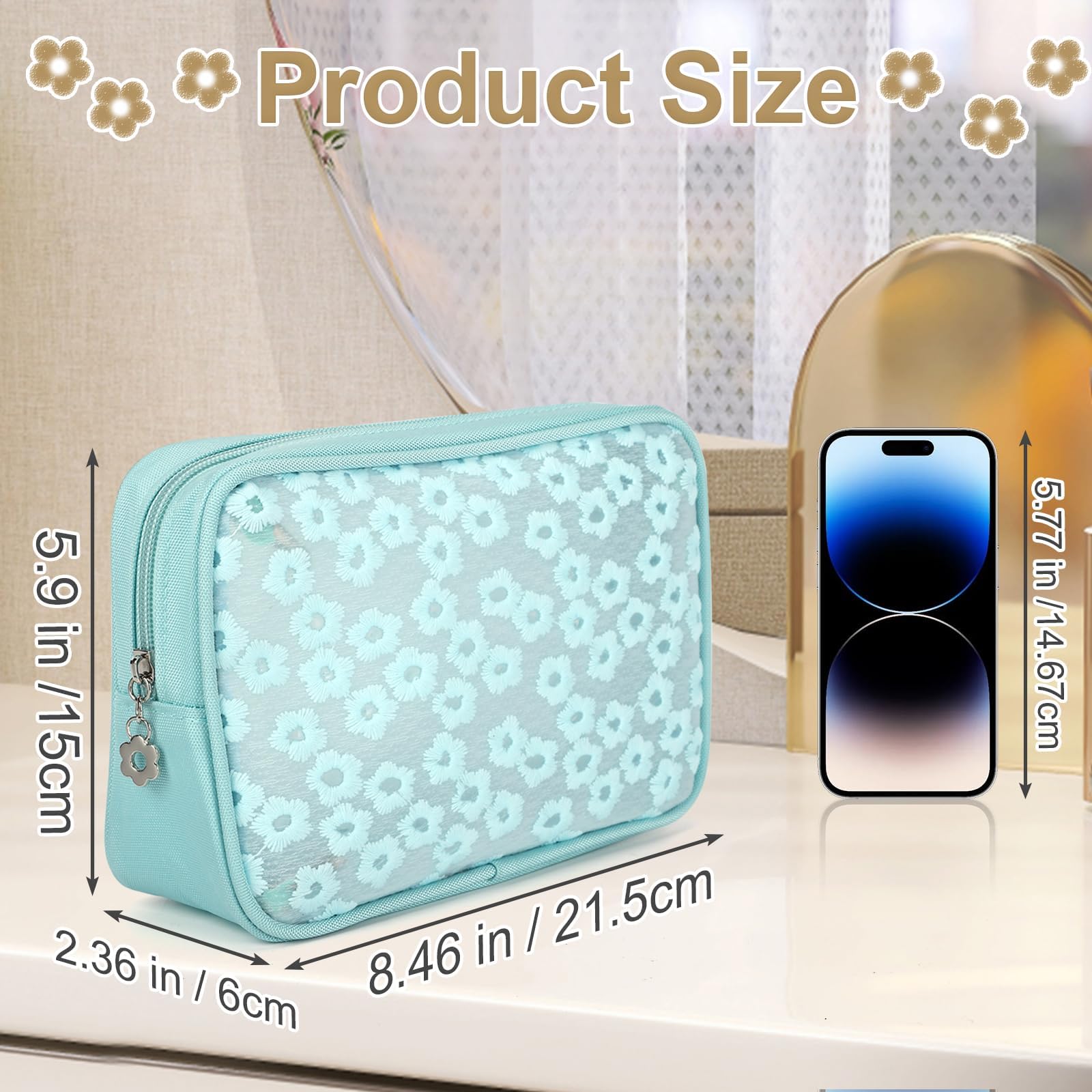TSA Approved Travel Toiletry Bag for Women - Waterproof Makeup Organizer with Zipper, Portable Cosmetic Pouch for Toiletries, Brushes & Essentials (Green) - Perfect for Air Travel, Gym & Weekend Getaways