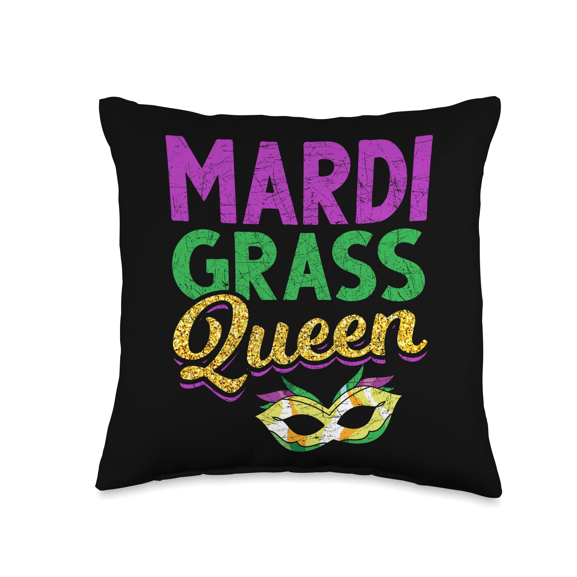 Queen Masquerade costume Mardi Gras throw pillow 16x16 inches multicolor for Carnival celebration - perfect for parties, home decor, and festive occasions