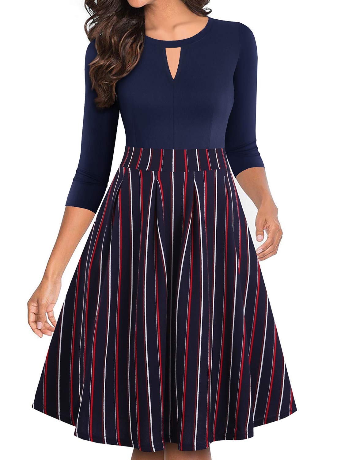 **YATHON Women's Vintage Floral Flared A-Line Swing Dress with Pockets - Casual Party Dress for Summer, Wedding, Date Night & Special Occasions**