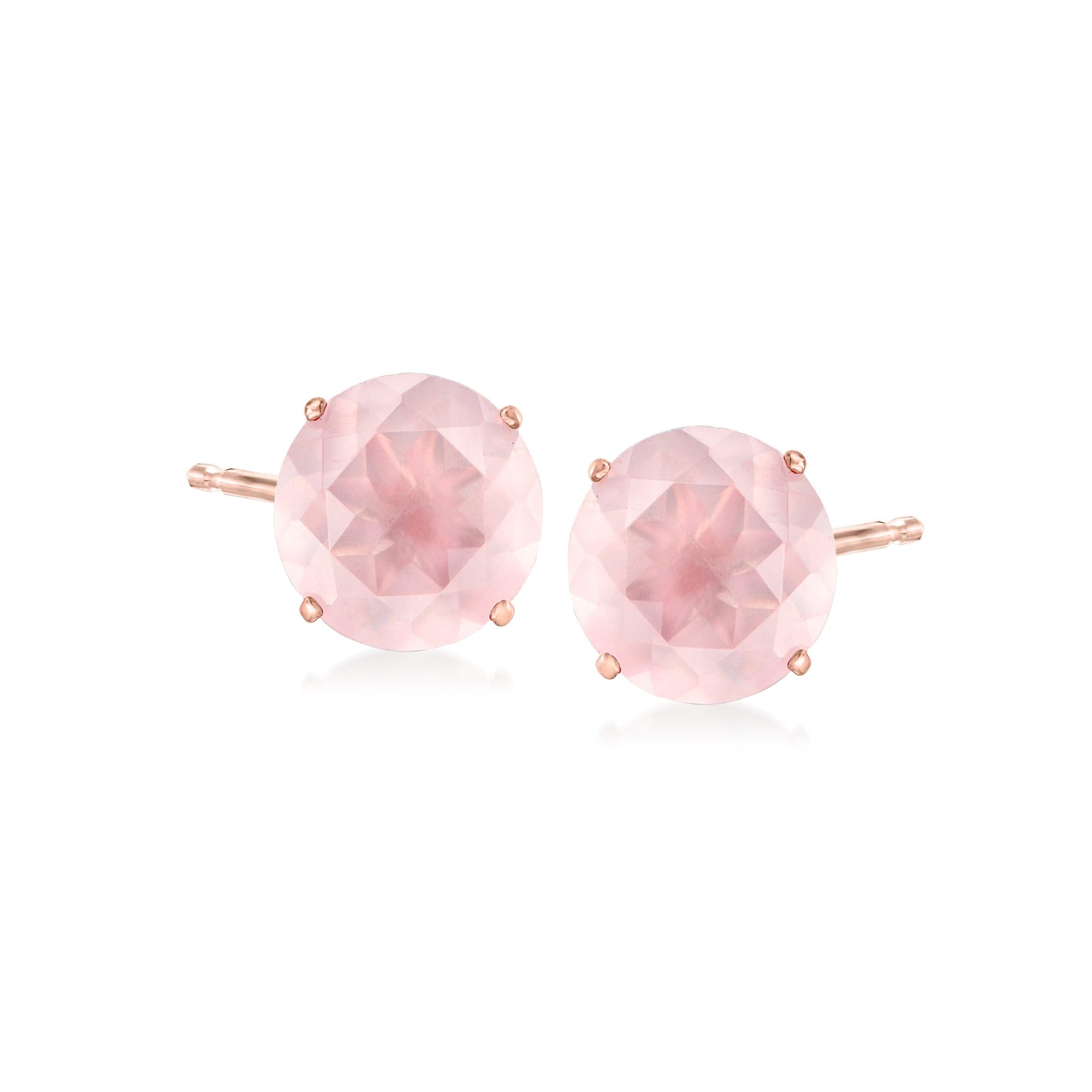 Ross-Simons 4.80 Carat Total Weight Rose Quartz Stud Earrings in 14K Rose Gold - Elegant Jewelry for Women, Perfect for Weddings, Parties & Everyday Wear