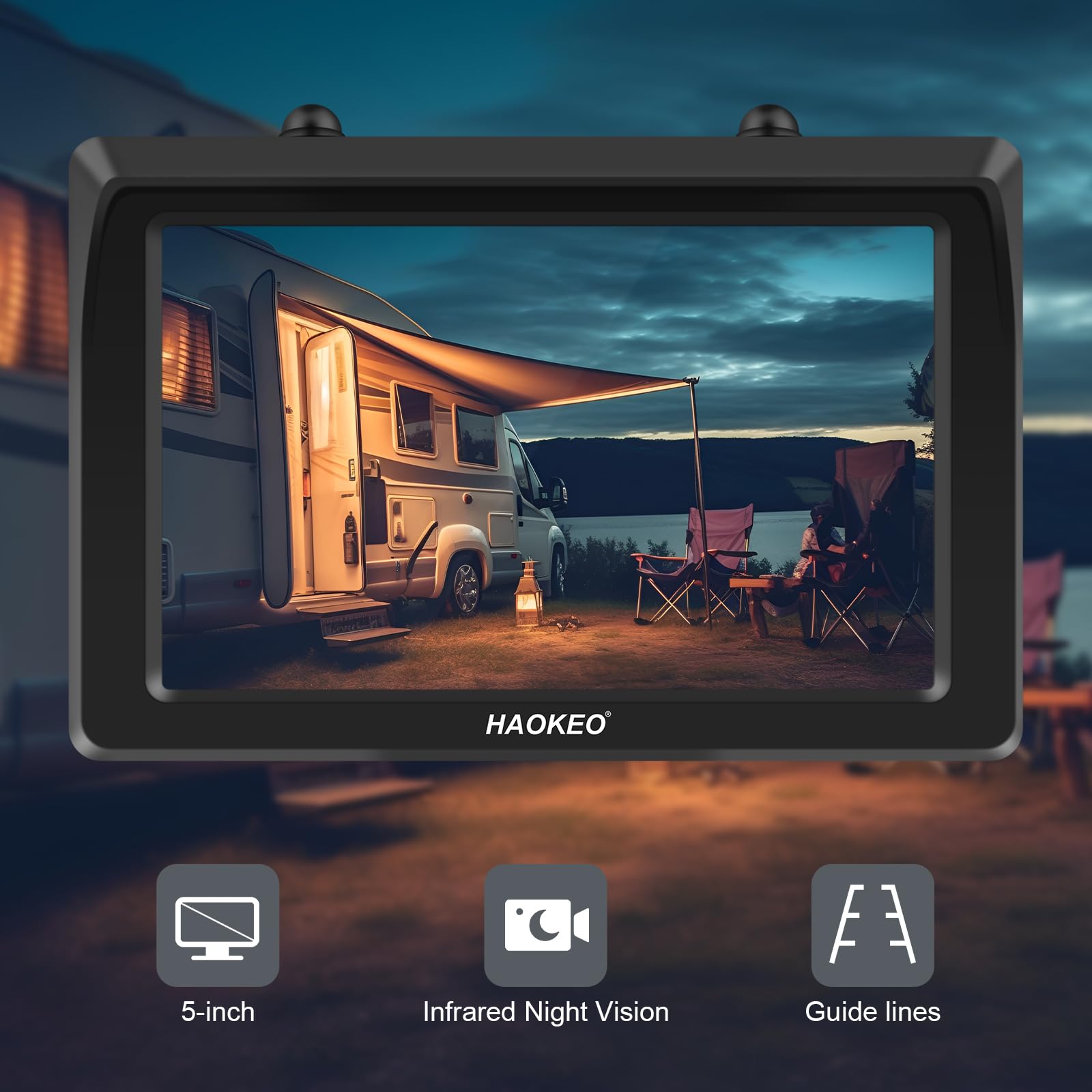5 Inch Magnetic Solar Wireless Backup Camera with DVR - 1080P HD IPS Monitor, Rechargeable Reverse Camera System - Portable Cordless Rear View Camera for Trucks, RVs, Campers, Hitching & Horse Trailers - Perfect for Parking, Reversing & Towing Safety