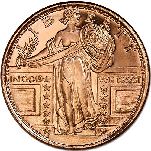 1 oz .999 Pure Copper Round - Standing Liberty Challenge Coin | Collectible, Gift, Military Appreciation, Poker Game Token