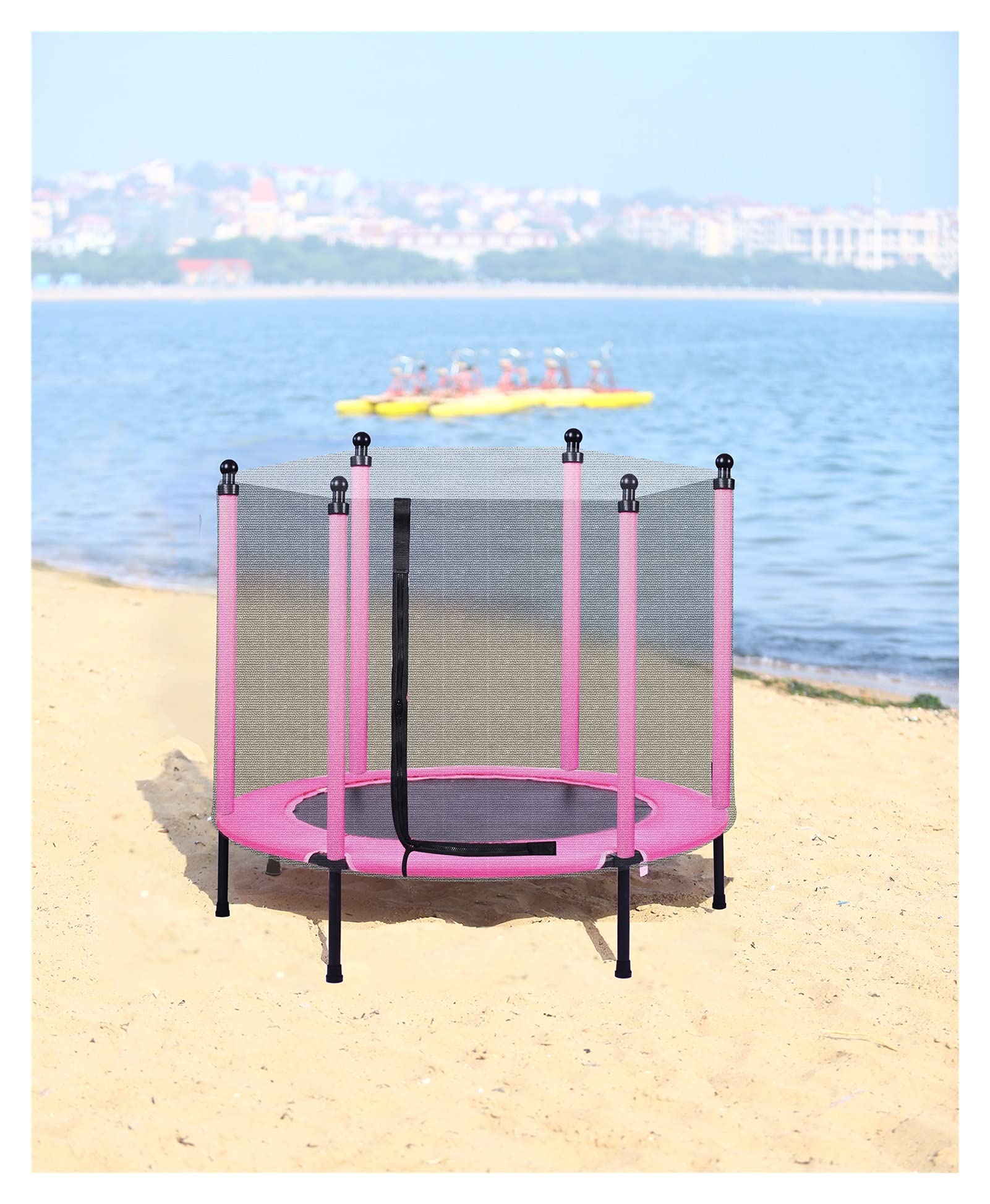 Kids Trampoline with Safety Net - Indoor/Outdoor Mini Trampoline for Toddlers, Easy Assembly Round Bouncer for Boys & Girls - Perfect Birthday Gift for Backyard Play, Exercise & Family Fun