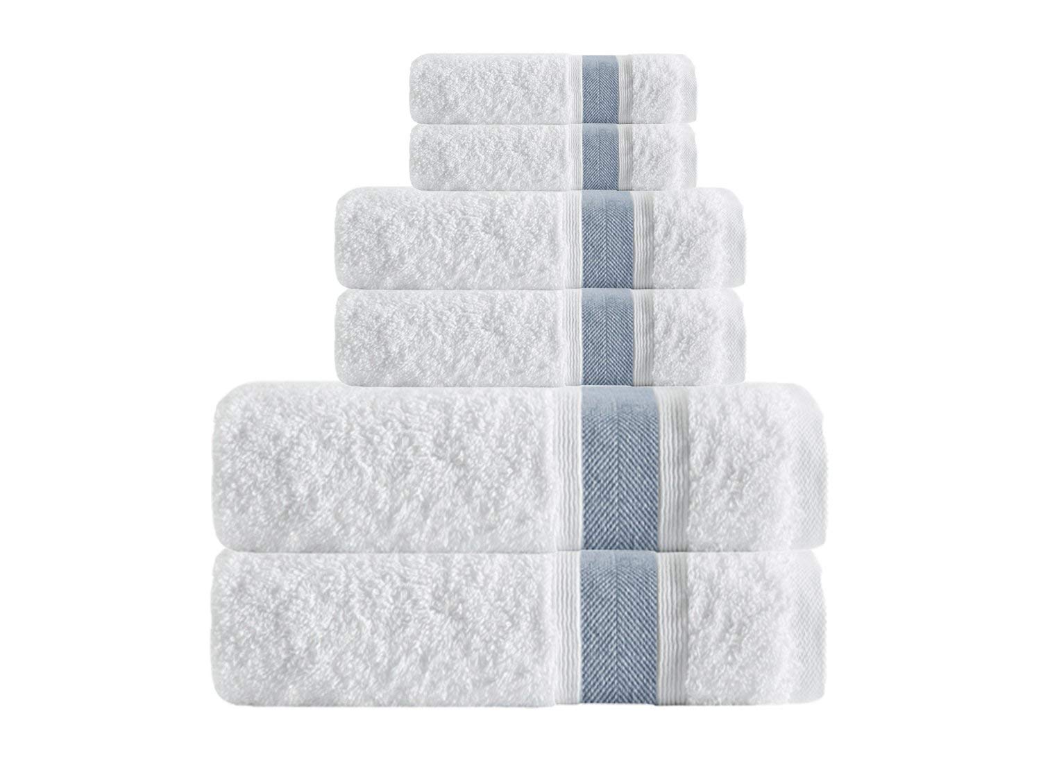 Premium 6-Piece Turkish Cotton Towel Set - Ultra Soft, Quick Dry & Highly Absorbent Long Staple Bath Towels | Luxury Spa, Beach & Home Use