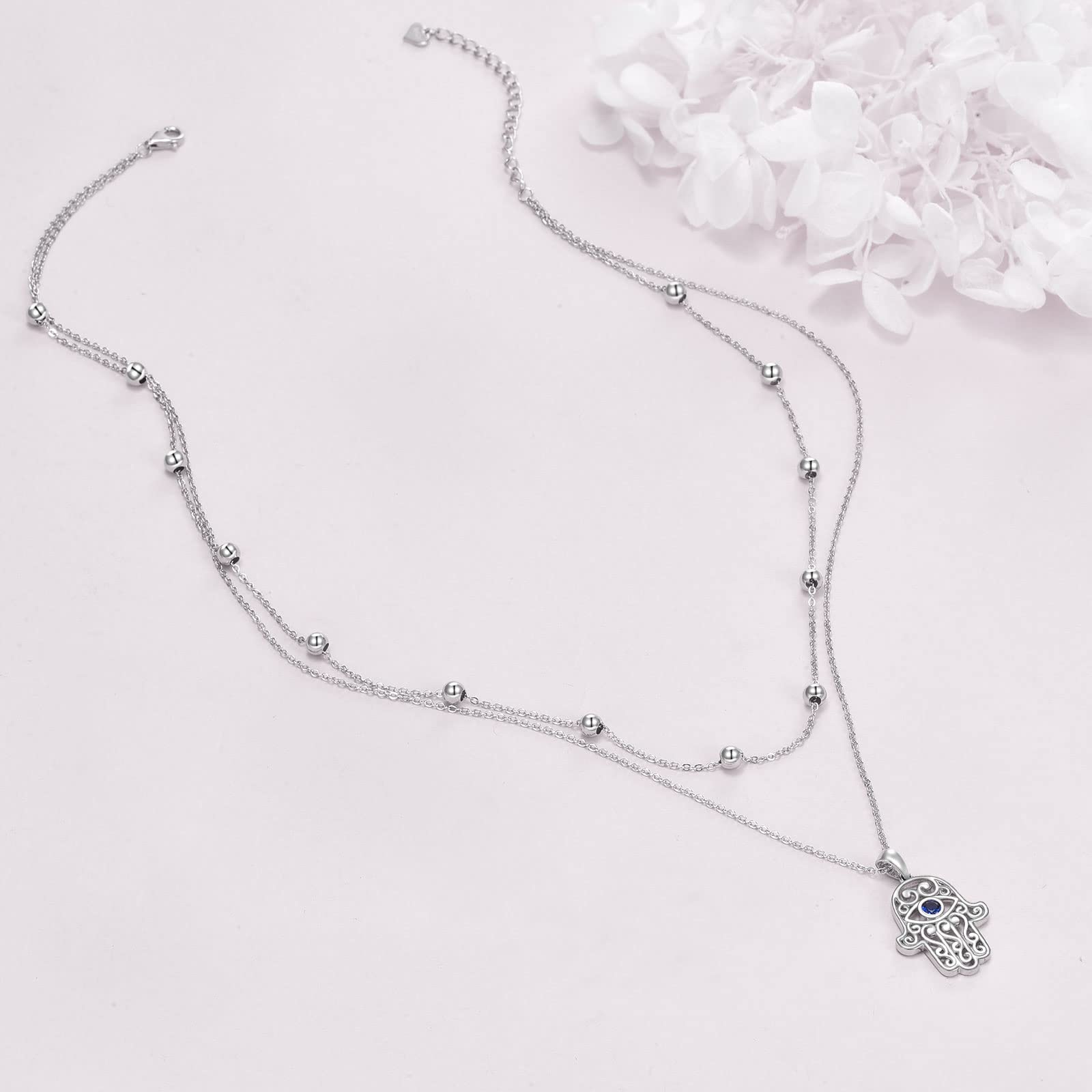 Tree of Life Lotus Daisy Layered Necklace - Sterling Silver Stacked Choker Jewelry for Women - Perfect for Everyday Wear, Gifts & Special Occasions