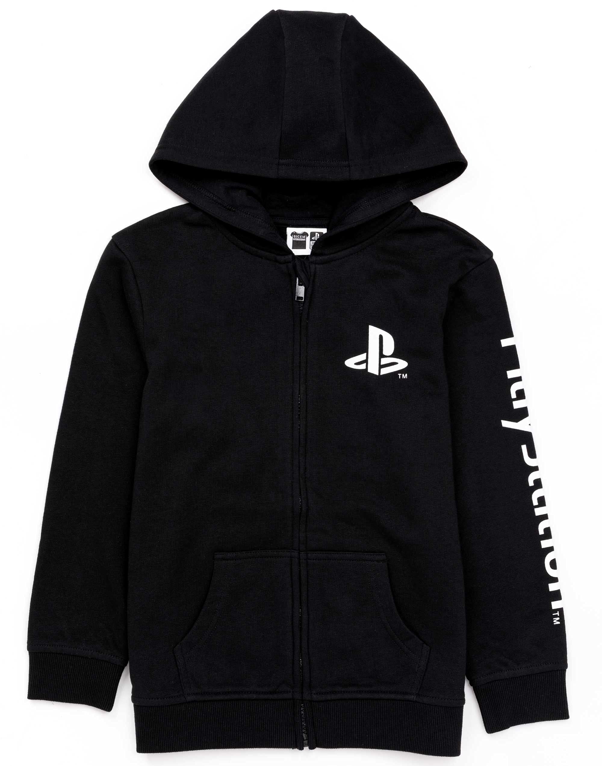 **PlayStation Kids Zip Up Hoodie for Boys - Black Gaming Logo Jacket - Perfect for Casual Wear & Video Game Enthusiasts**