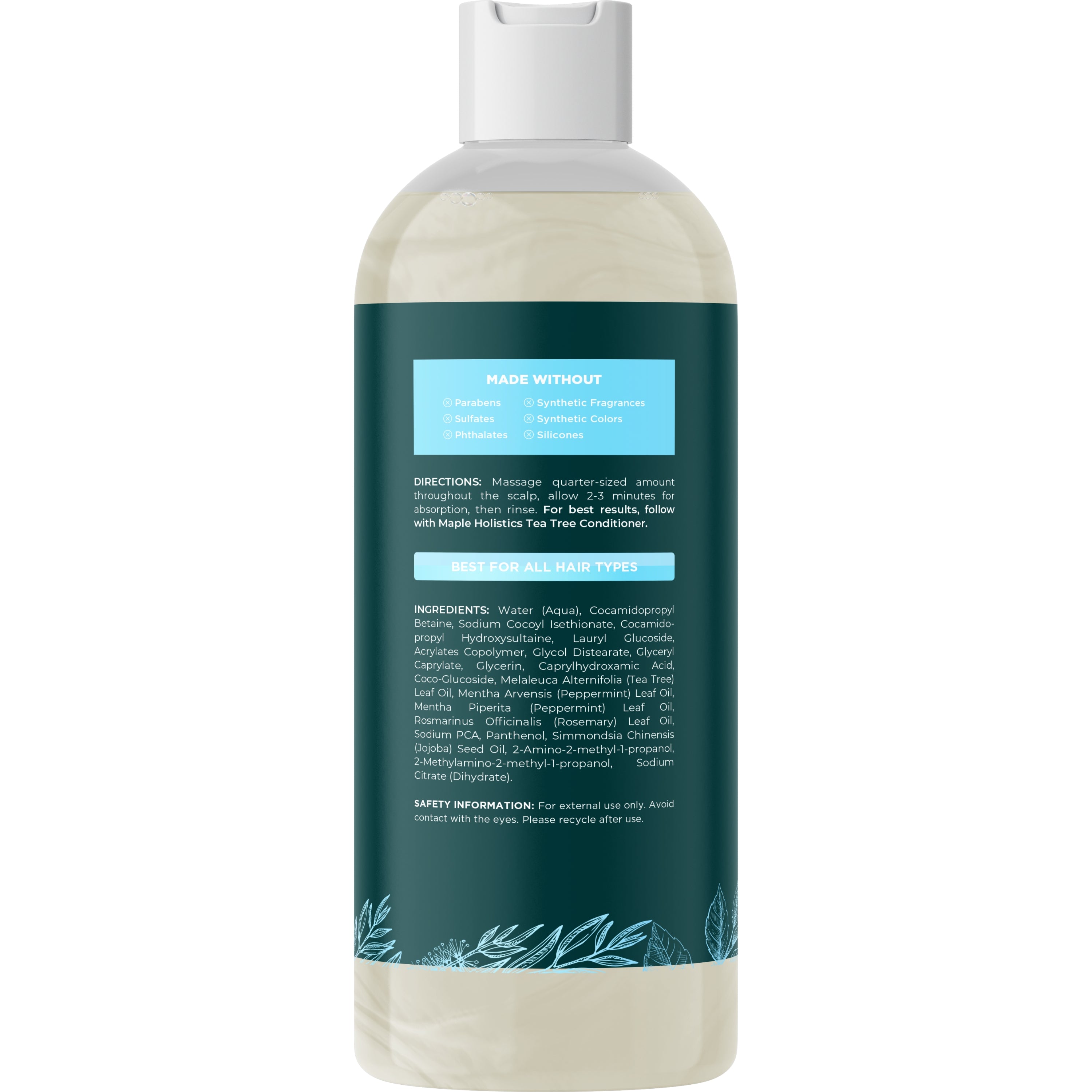 Tea Tree & Peppermint Shampoo for Oily Scalp & Dandruff Control - Refreshing & Soothing Hair Care for Daily Use