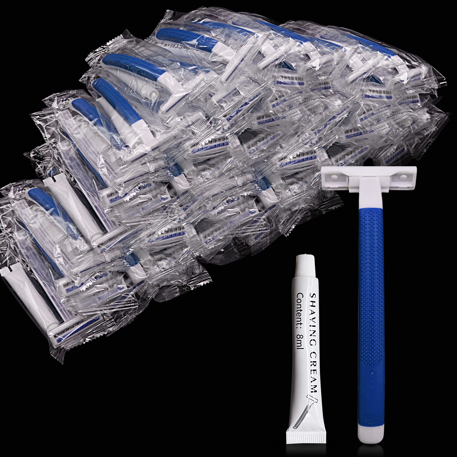 100 Pack Kheoxusa Disposable Razors for Women & Men - Bulk Individually Wrapped Multipurpose Shaving Razors (White & Blue) - Perfect for Travel, Gym, Home & Salon Use