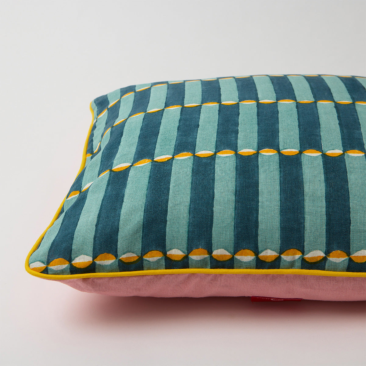 Luna Blue & Isabella Pink Piped Cushion - Soft Decorative Throw Pillow for Sofa, Bed, and Living Room - Home Decor Accent