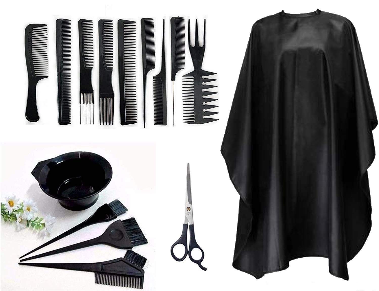 Professional Salon Hair Cutting Comb & Dye Bowls Kit with Apron - Black 20g (Pack of 1) - Perfect for Hair Stylists, Barbers & Home Hair Coloring