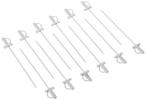 Premium Stainless Steel Barfly Cocktail Picks with Sword Top - Elegant Drink Garnish for Cocktail Parties, Home Bars & Wedding Receptions