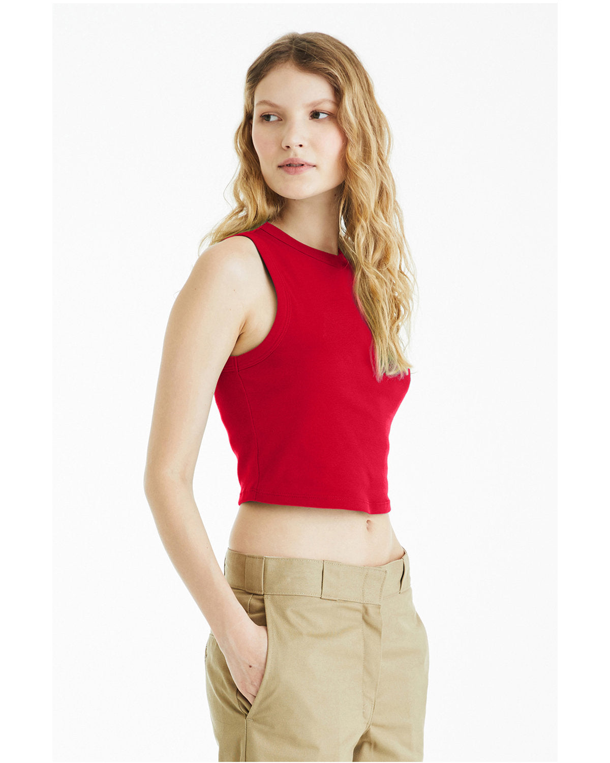 Bella + Canvas 1013BE Women's Micro Rib Muscle Crop Tank Top - Soft Stretchy Workout Shirt for Yoga, Gym & Casual Wear
