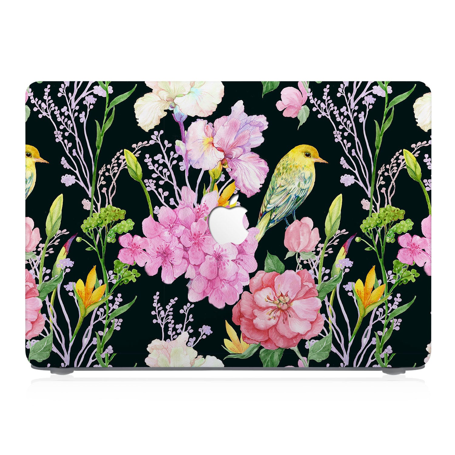 Premium MacBook Pro/Air Case - Black Floral Design Protective Cover for MacBook Pro 13/14/15/16 inch & MacBook Air 13/15 inch | Slim Durable Hard Shell | Perfect for Work, Travel & Everyday Use
