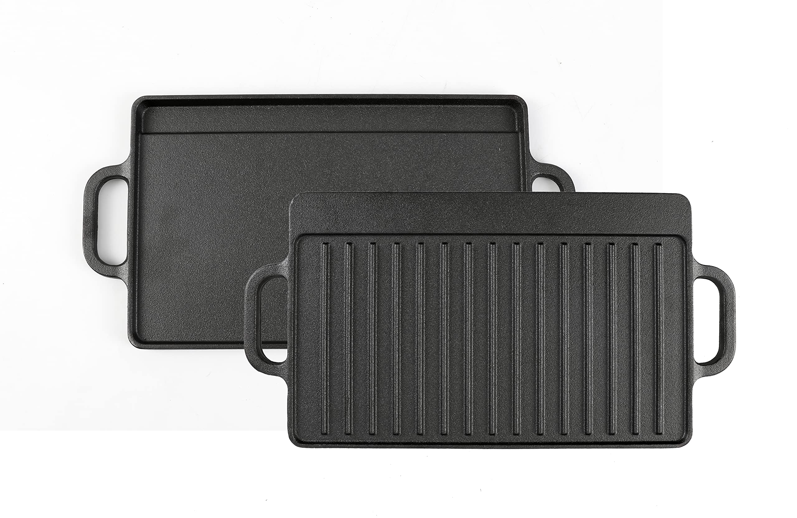 HAWOK 12.6x8 Inch Cast Iron Reversible Grill & Griddle - Pre-Seasoned, Heavy Duty for Stovetop, Oven, Camping & Outdoor Cooking - Perfect for Steaks, Burgers, Pancakes & BBQ
