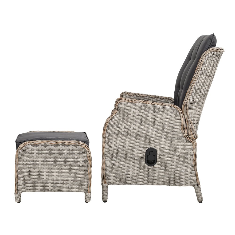 Ella Outdoor Recliner Patio Chair - Adjustable Grey Lounge Chair for Backyard, Poolside & Garden Relaxation - Weather-Resistant Patio Furniture for Comfortable Outdoor Lounging