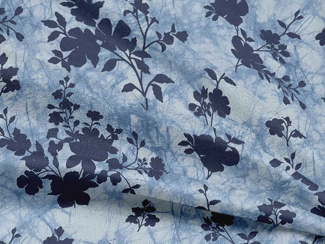 oneOone Rayon Blue Floral Printed Fabric by The Yard - 56 Inch Wide DIY Sewing Material for Dresses, Skirts & Home Decor Projects