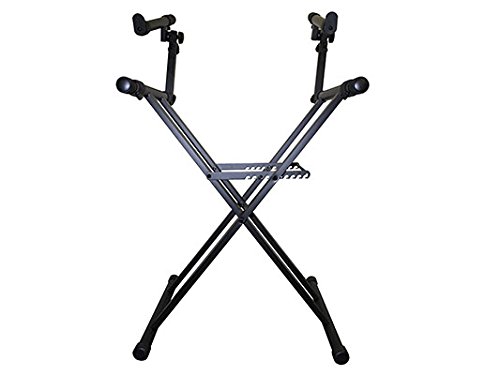ODYSSEY LTBXS2 Heavy-Duty Two-Tier X-Stand DJ Keyboard Stand - Durable Double Braced Coffin Style for Live Performances & Studio Sessions - Perfect for DJs, Musicians & Keyboard Players