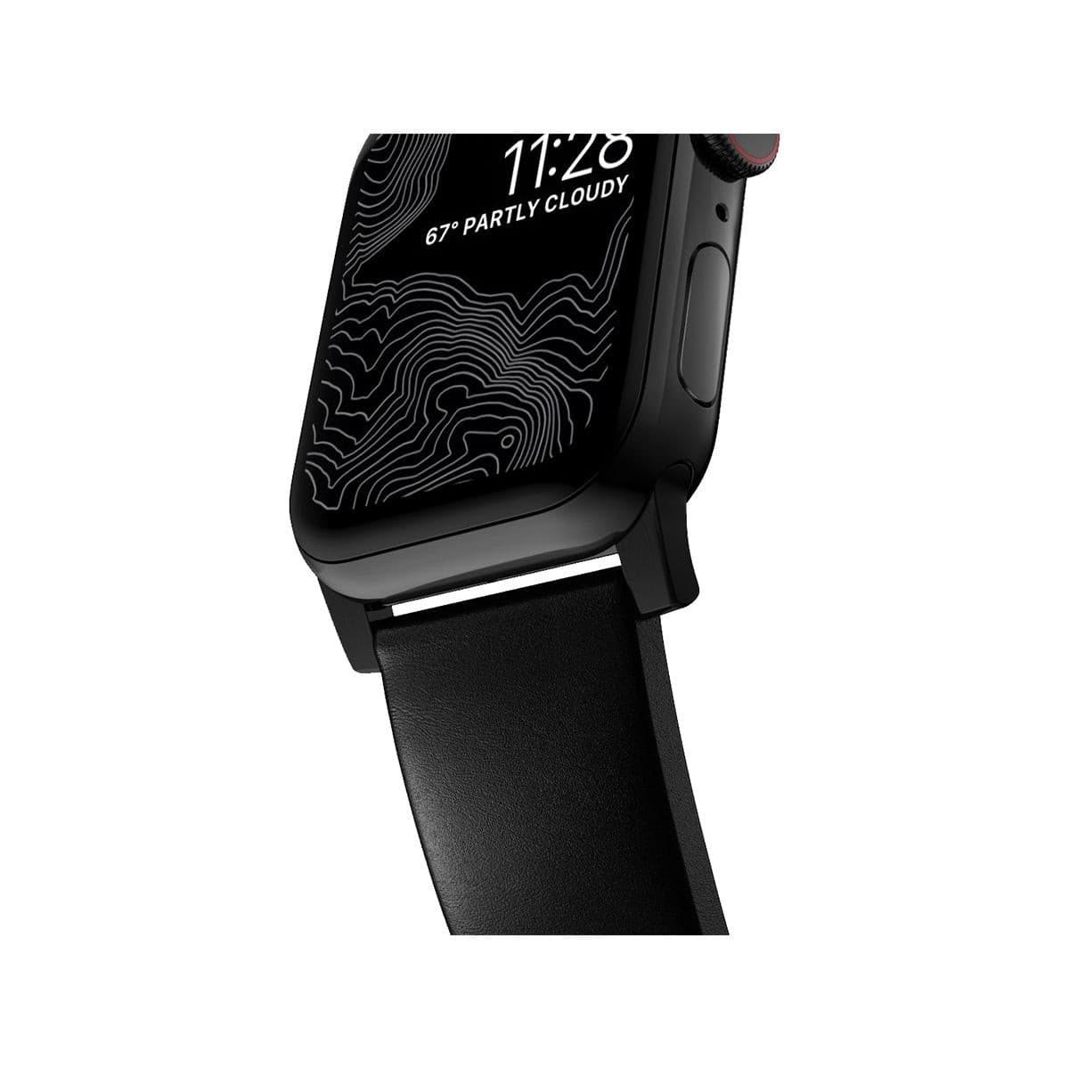 NOMAD Modern Leather Band for Apple Watch Series 8/7/6/SE (45mm/49mm) - Black Horween Leather Strap with Black Hardware | Durable & Stylish Replacement Band for Work, Travel & Everyday Wear