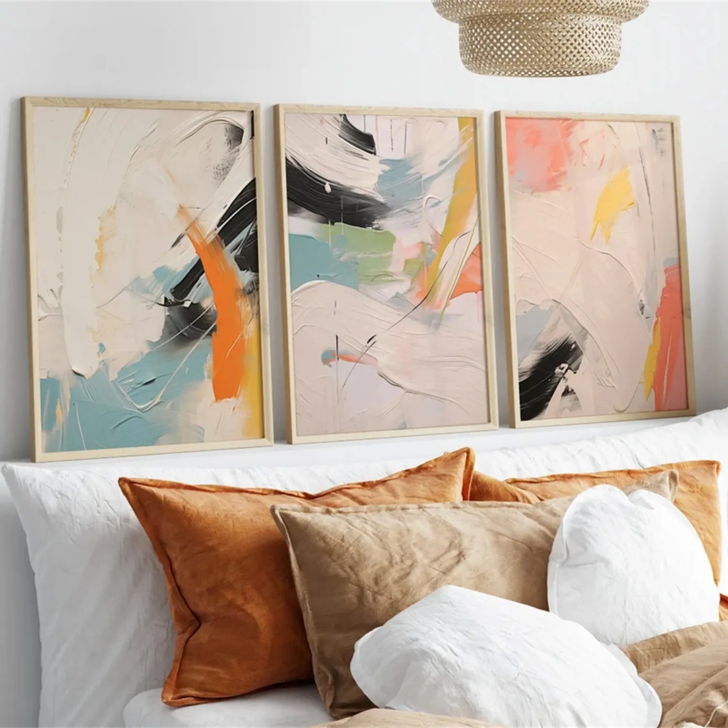 Abstract Painting Set of 3 - Modern Wall Art Canvas Prints #AB208 | Perfect for Living Room, Bedroom & Office Decor