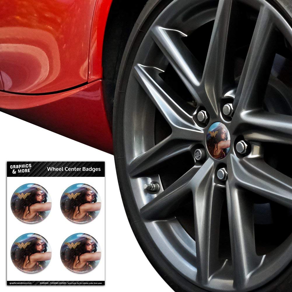 Wonder Woman Movie Battle Tire Wheel Center Cap - Resin-Topped Badges & Stickers for Cars, Trucks & Motorcycles - DC Comics Superhero Accessories for Auto Enthusiasts