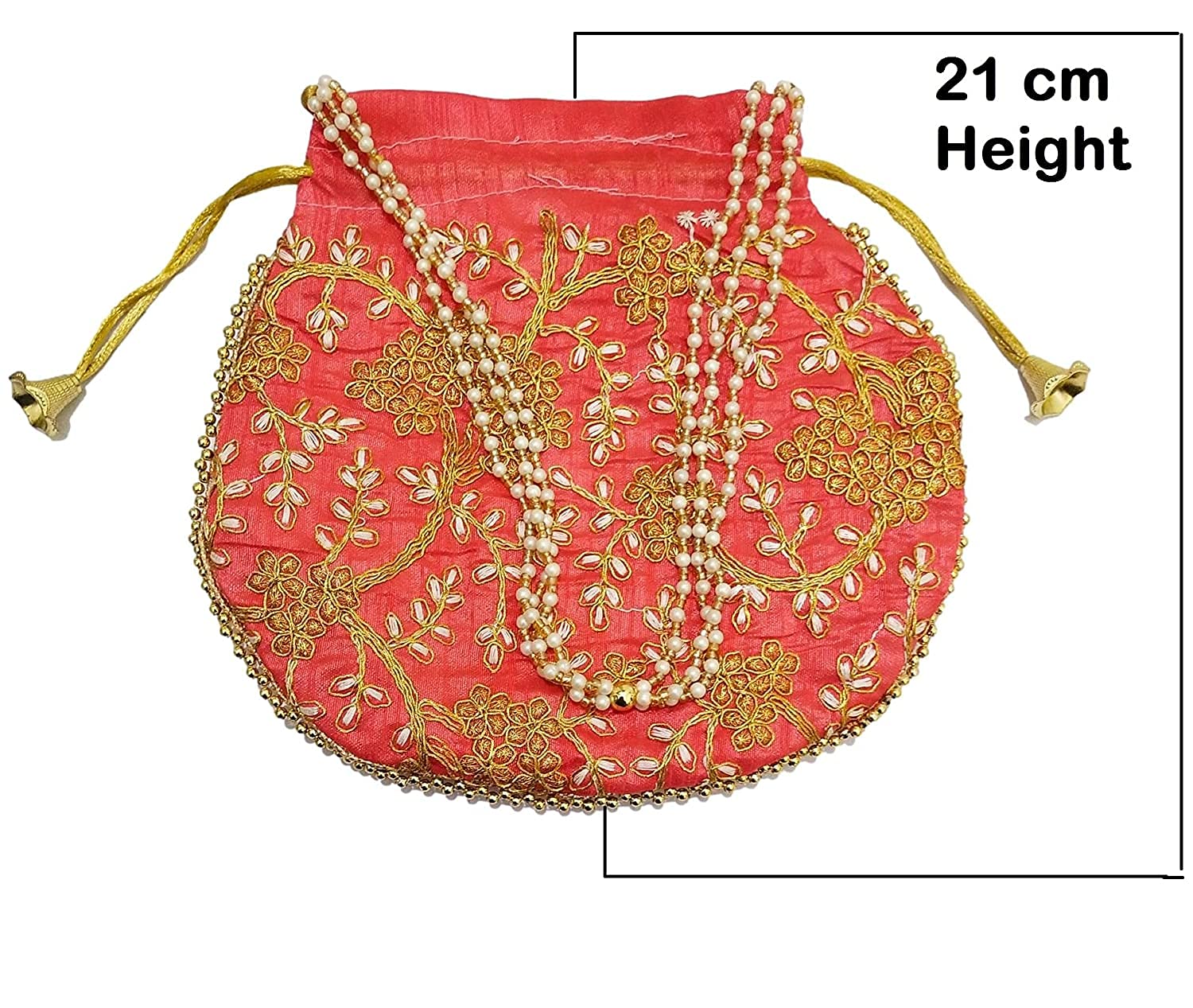 Matka Designer Potli Bags for Women - Pack of 2 (Pink & Green) - Elegant Wedding Clutch & Party Purse for Bridal, Festive Occasions and Special Events