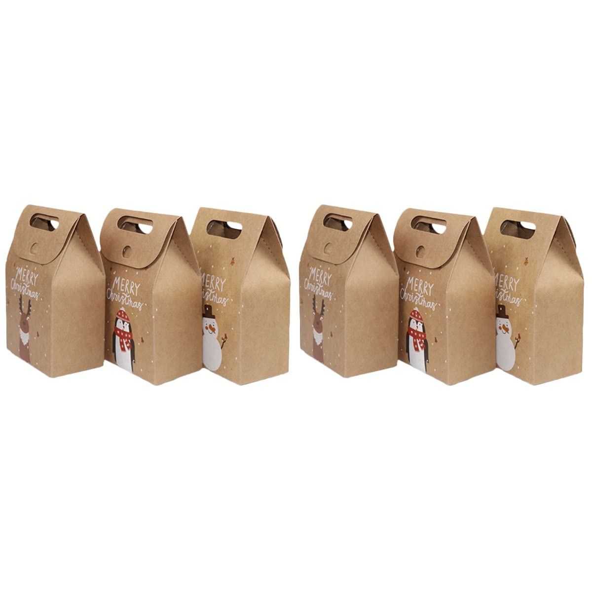 DOITOOL 48-Piece Retro Candy Cookie Kraft Paper Bags with Handles - Christmas Gift Packaging, Party Favor Boxes, Festive Cartoon Chocolate Holders for Holiday Decorations | Perfect for Christmas Parties, Cookie Exchanges & Gift Giving
