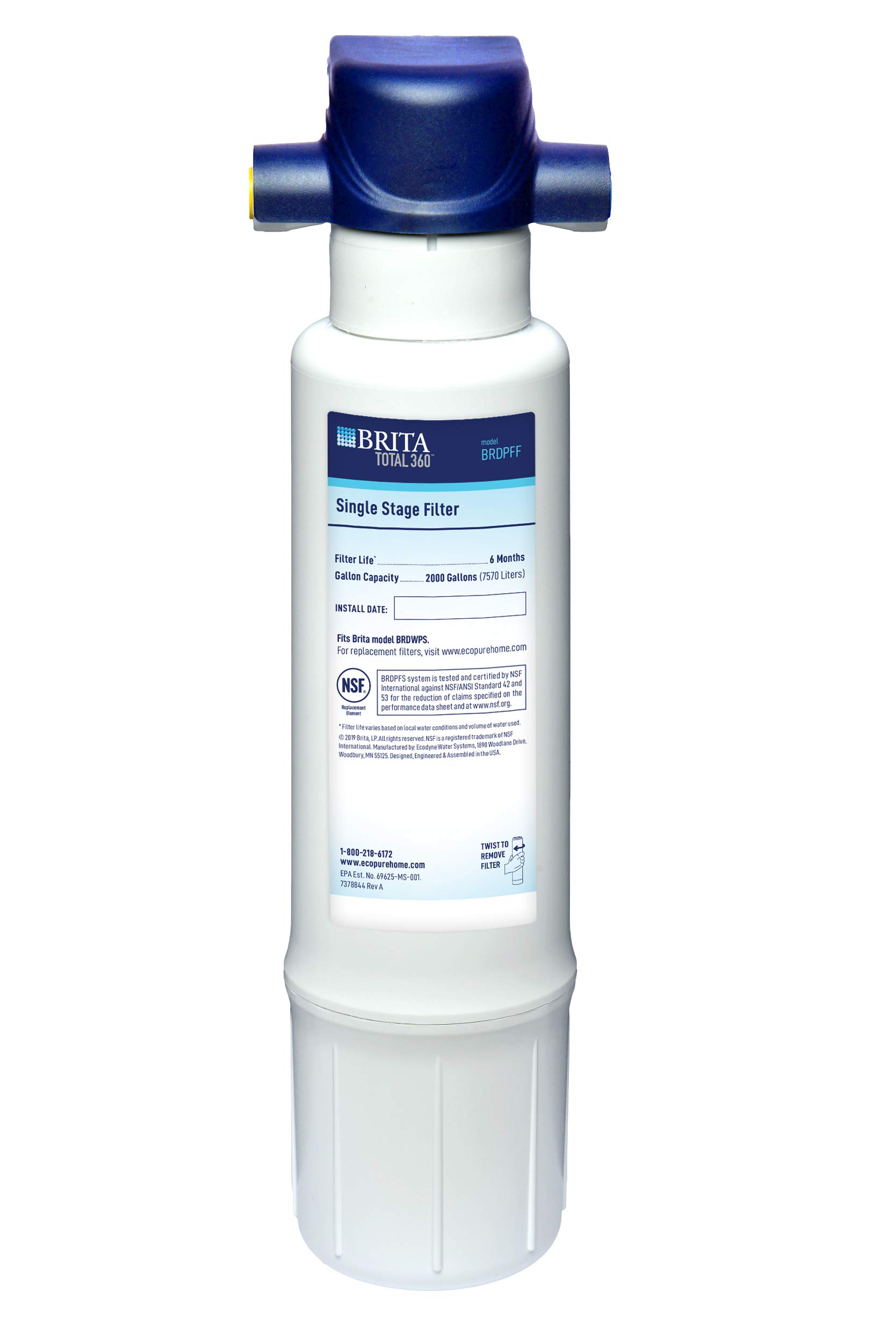 Brita Total 360 BRDPFS Water Filtration System - 10 Cup White Pitcher with Advanced Filter for Clean, Great-Tasting Water - Perfect for Home, Office & Kitchen Use
