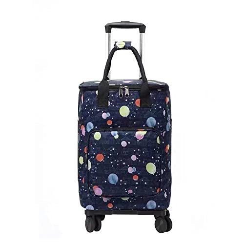 Foldable Grocery Cart with Wheels - Waterproof Rolling Shopping Trolley Bag for Women - Large Capacity Utility Cart for Supermarket, Farmers Market & Daily Shopping - Portable Foldable Handcart for Groceries, Laundry & Storage