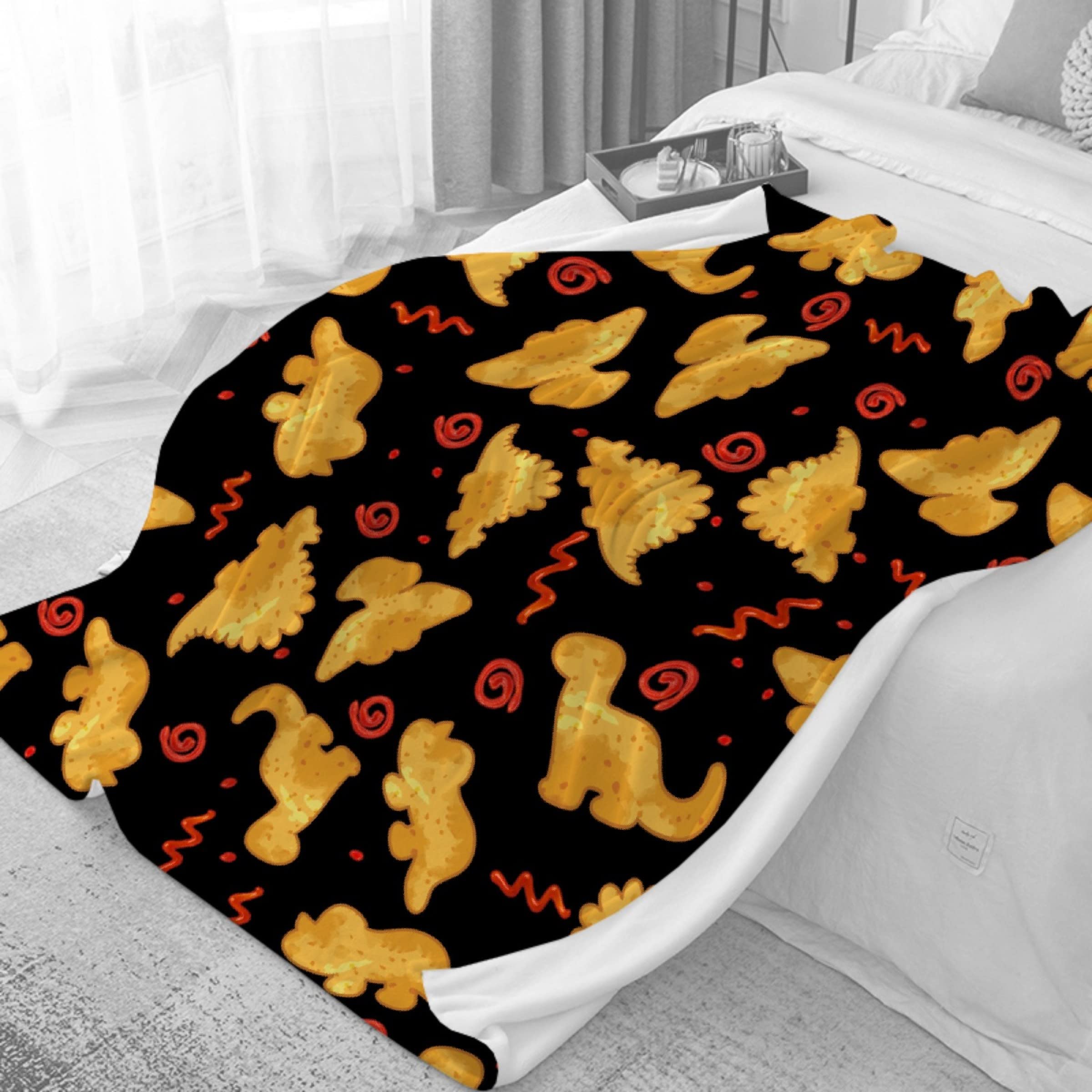 Dino Chicken Nuggets Throw Blanket - Ultra Soft Plush Flannel Blanket for Kids | 50