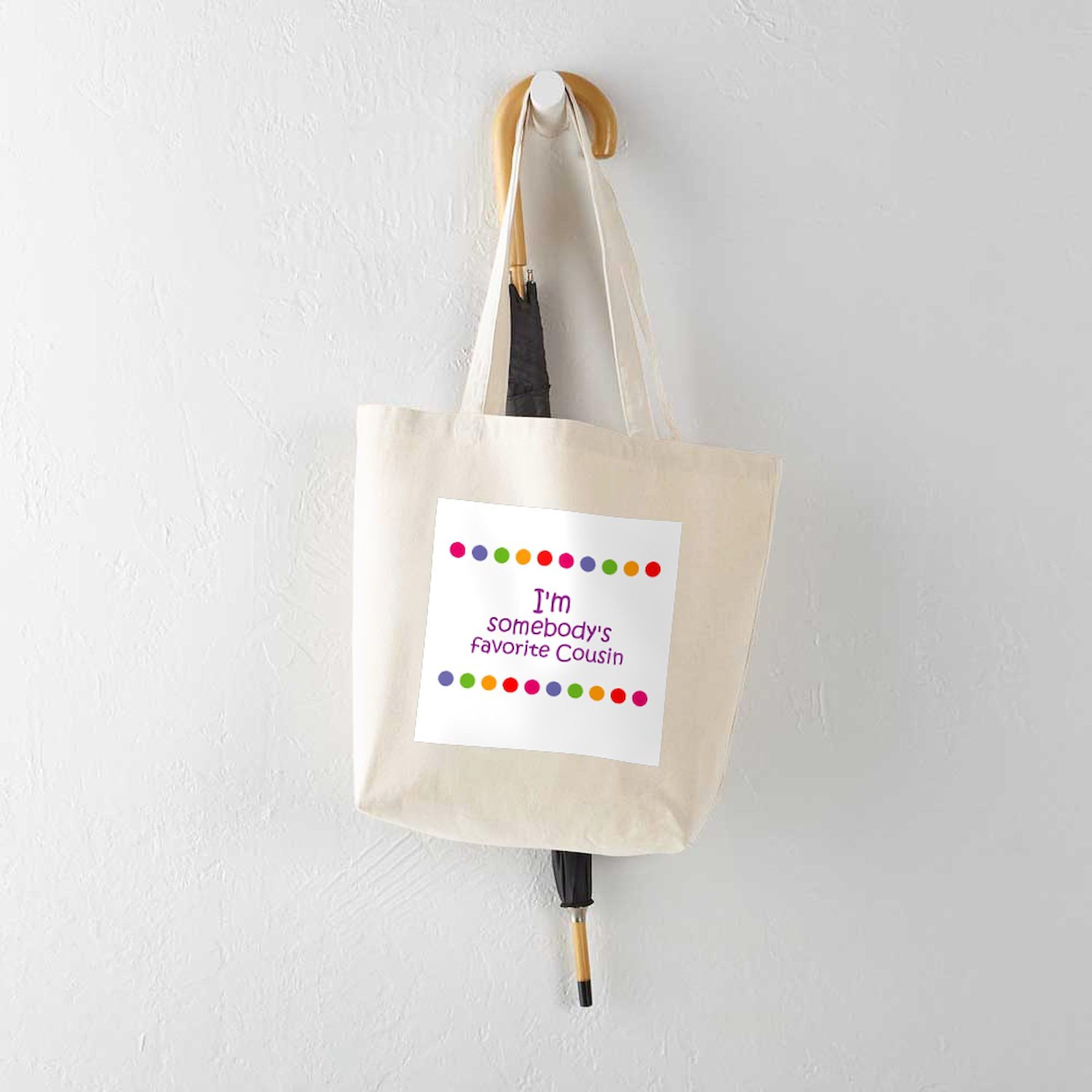 I'm Somebody's Favorite Cousin Tote Bag - Natural Canvas Reusable Shopping Bag for Groceries, Beach & Everyday Use