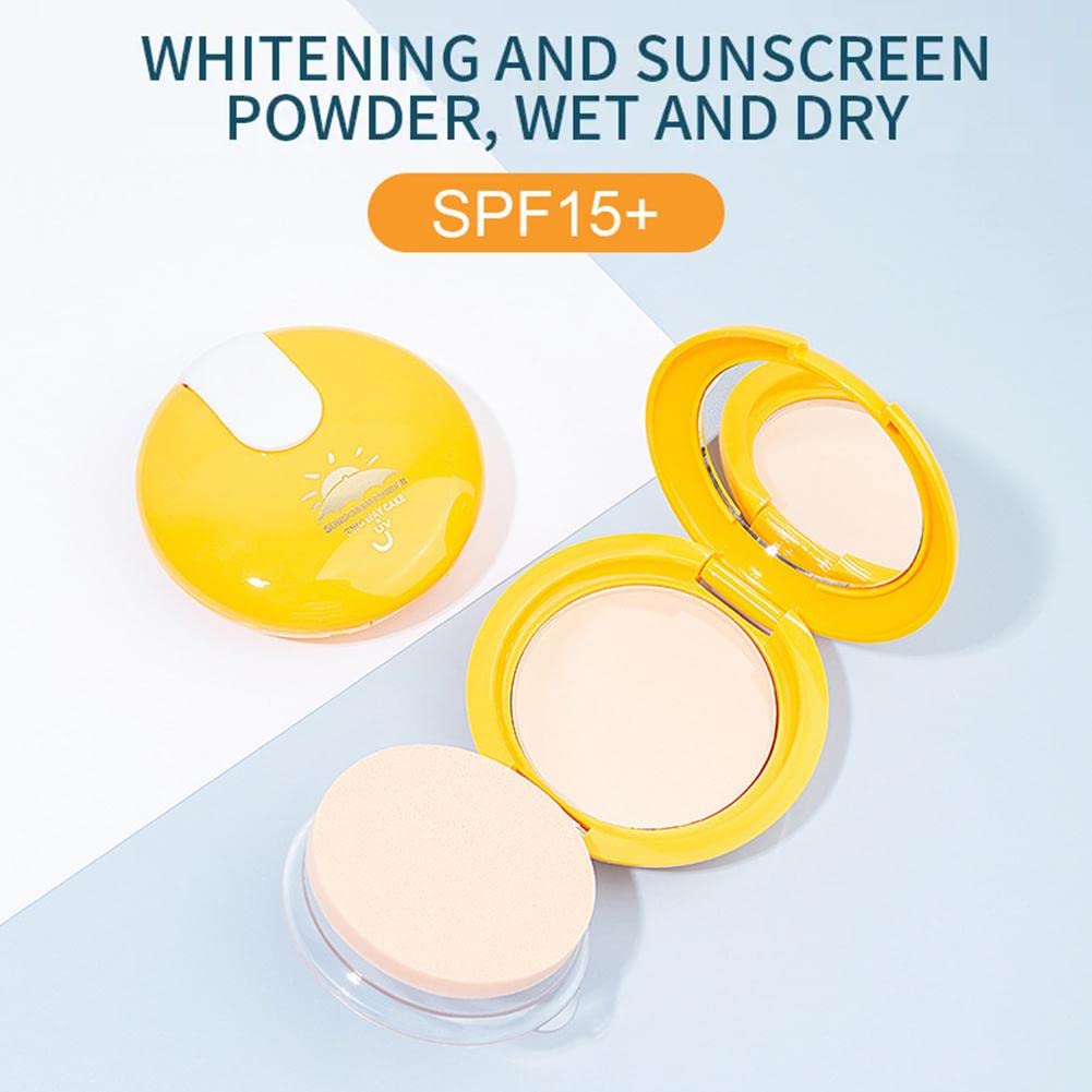 RJSQAQE Sunscreen Powder - Oil Control Long Lasting Pressed Face Powder with UV Protection & Whitening | Matte Makeup Foundation for Daily Sun Protection & Flawless Finish